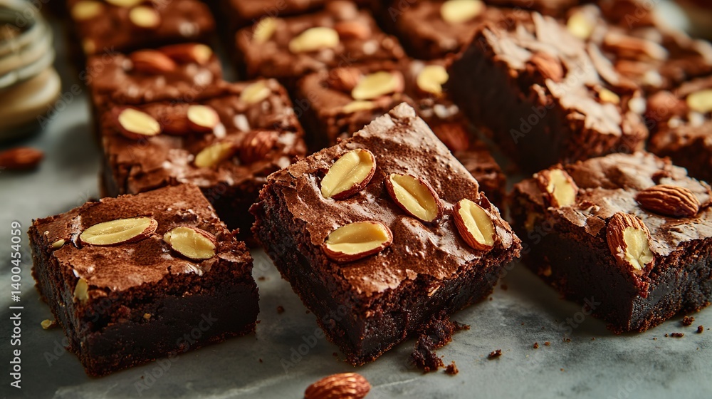 Rich and fudgy brownies with almonds roasted to perfection Rich and fudgy brownies with almonds roasted to perfection