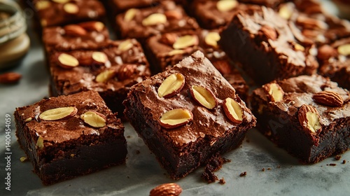 Rich and fudgy brownies with almonds roasted to perfection