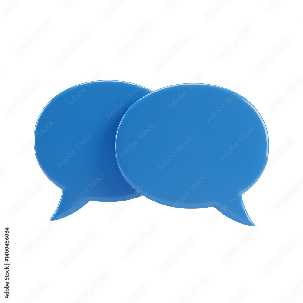 Two Blue 3D Speech Bubbles on Transparent Background Two Blue 3D Speech Bubbles on Transparent Background