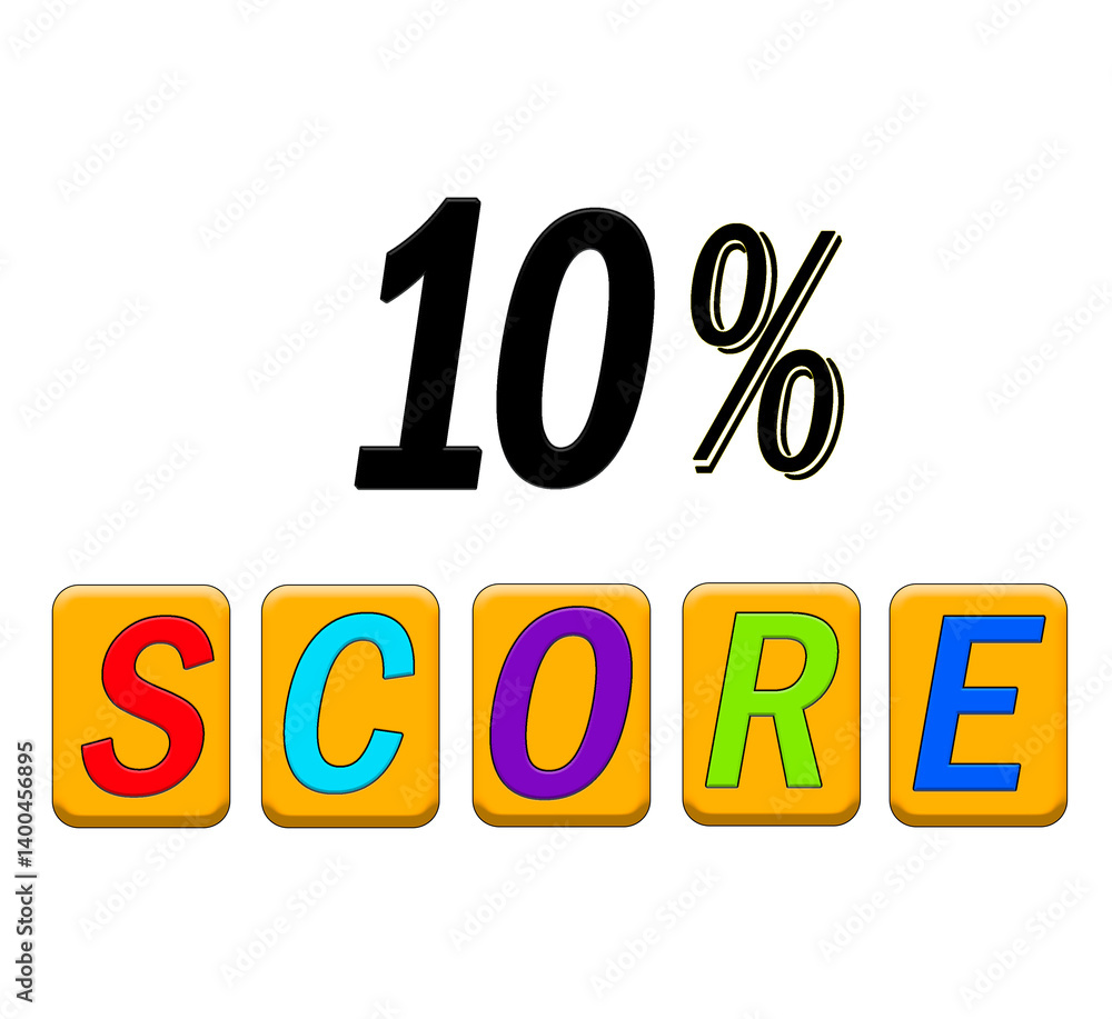 ten percent score sign isolated on white background ten percent score sign isolated on white background