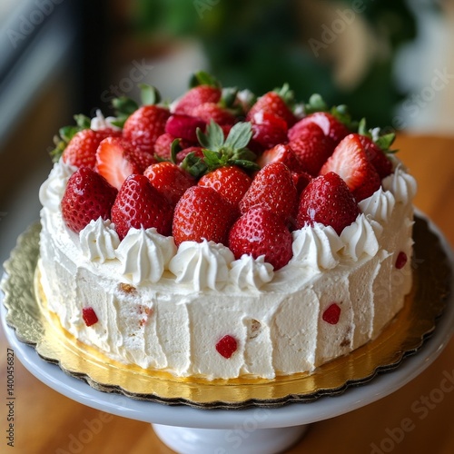 Wallpaper Mural Strawberry cake on a plate. Torontodigital.ca