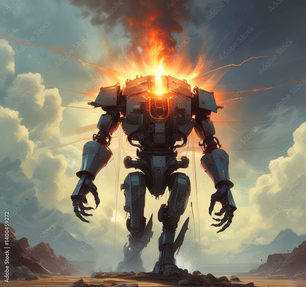 Fototapeta premium Illustration of robotic hero.