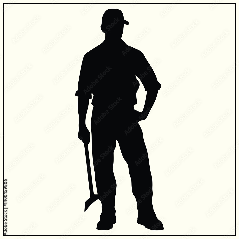 Naklejka premium Worker Silhouette, Labor