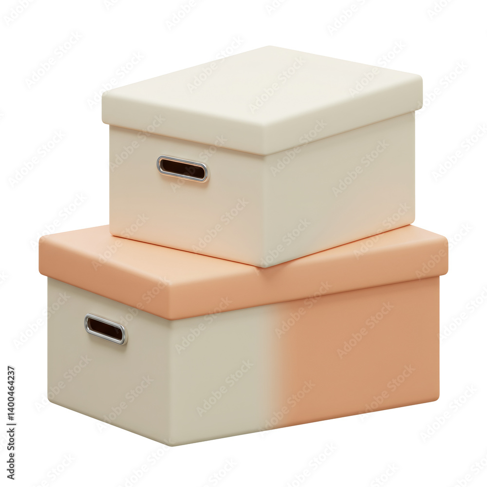 Two Stacked Pastel Boxes On White Background Two Stacked Pastel Boxes On White Background