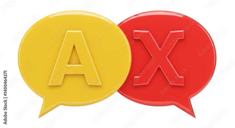 Obraz premium Isolated Speech Bubbles with A and X Letters
