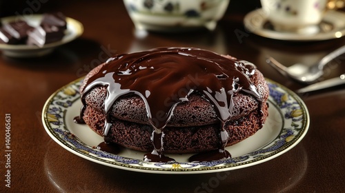Chocolate lava cake with molten chocolate center, soft cake surrounding a gooey molten center