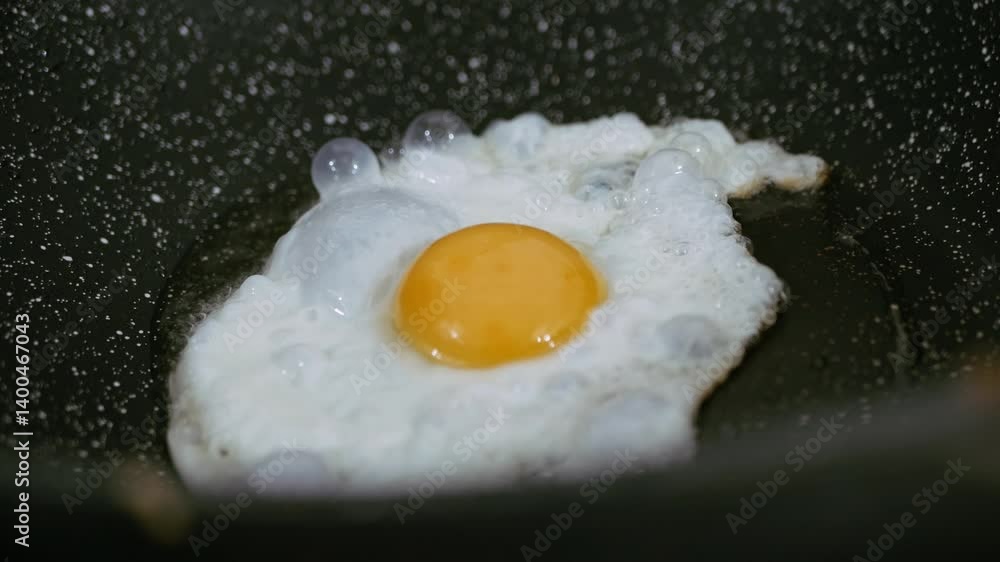 Cooking fried eggs sunny side up with a sizzling oil in frying pan. Cooking fried eggs sunny side up with a sizzling oil in frying pan.