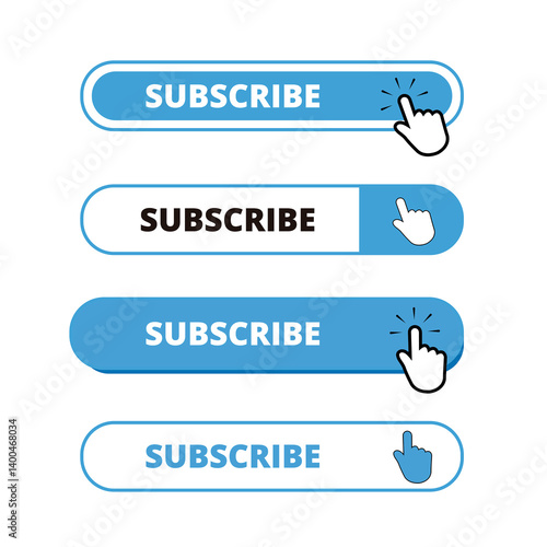 Blue and white subscribe web bar button on a white background