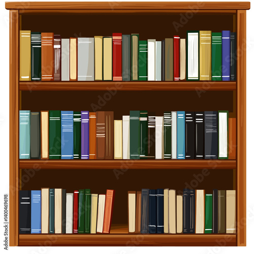library shelves with books