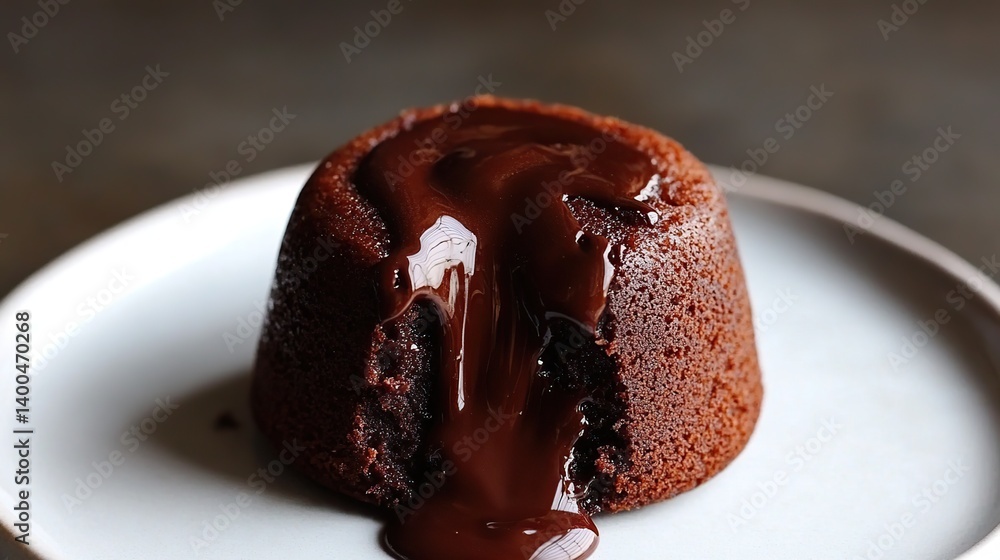 Chocolate lava cake with molten chocolate center, gooey chocolate center surrounded by soft outer cake