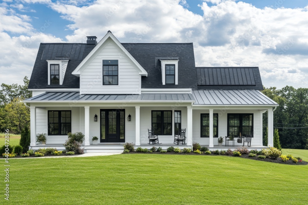 Charming farmhouse style home with a welcoming front porch Charming farmhouse style home with a welcoming front porch
