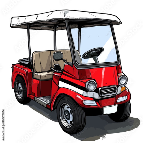 Red tuk tuk cartoon 