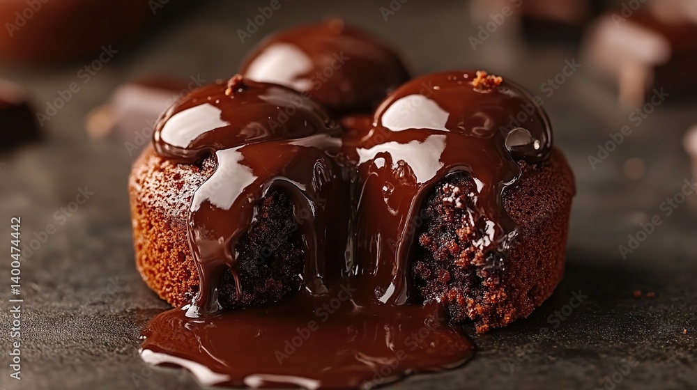 Chocolate lava cake with molten chocolate center, gooey chocolate center surrounded by soft outer cake