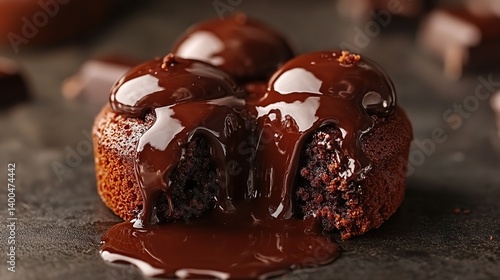 Obraz na płótnie Chocolate lava cake with molten chocolate center, gooey chocolate center surrounded by soft outer cake w salonie