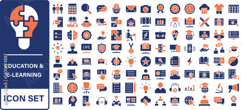 Education and Learning thin line icons set. Education, School, Learning editable stroke icons