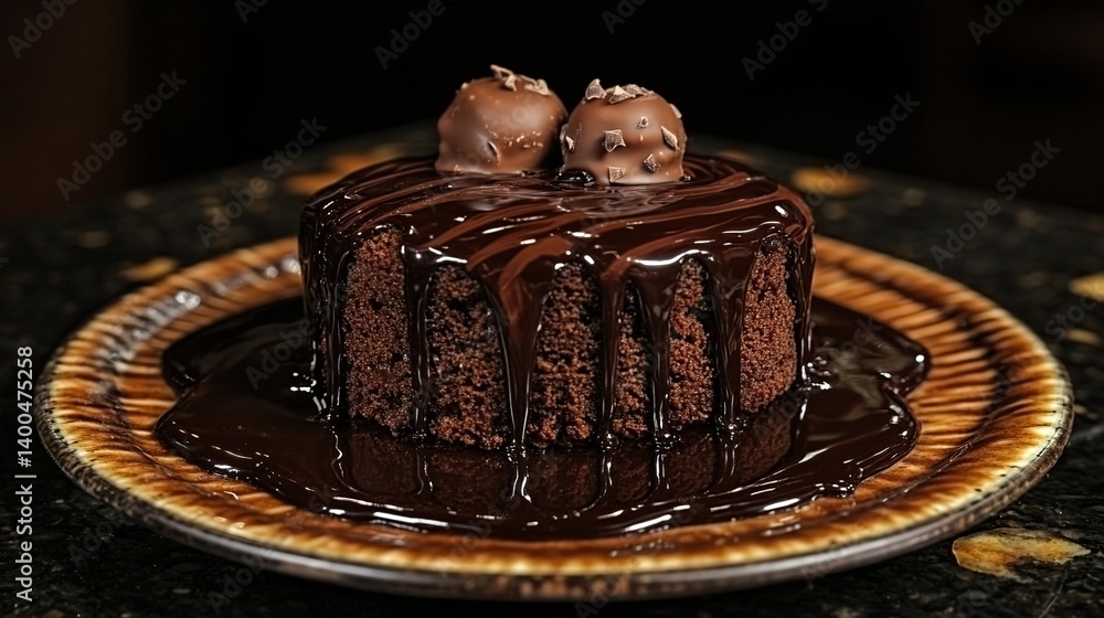 Chocolate lava cake with molten chocolate center, gooey chocolate center surrounded by soft outer cake
