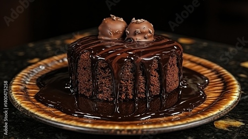 Obraz na płótnie Chocolate lava cake with molten chocolate center, gooey chocolate center surrounded by soft outer cake w salonie