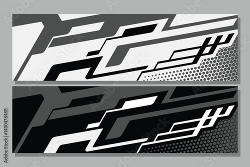 Vector sports car body wrap decal in white and black background design decal car livery EPS 10