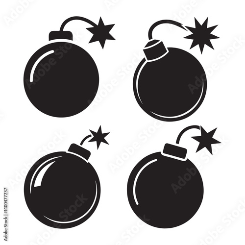 Flat Bomb Symbol Vector Illustration in Minimal Design Style