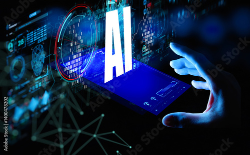 Obraz na płótnie Artificial Intelligence Interface w salonie