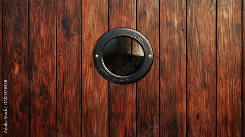 Dark Wooden Wall with Round Porthole Window
