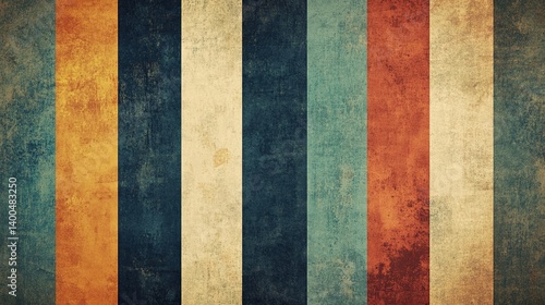 Vertical bands of vintage-colored textures showcase weathered elegance