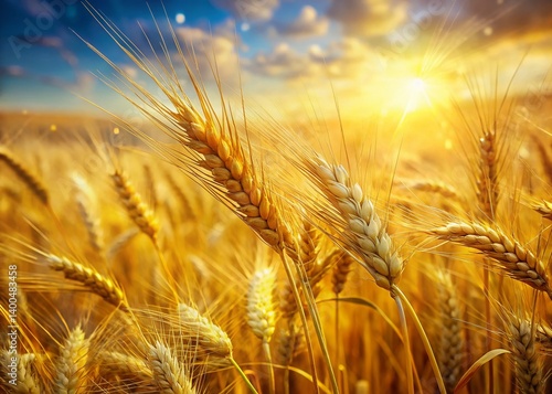 Golden Wheat Harvest: Double Exposure Photography of Sunlit Fields and Ripe Wheat