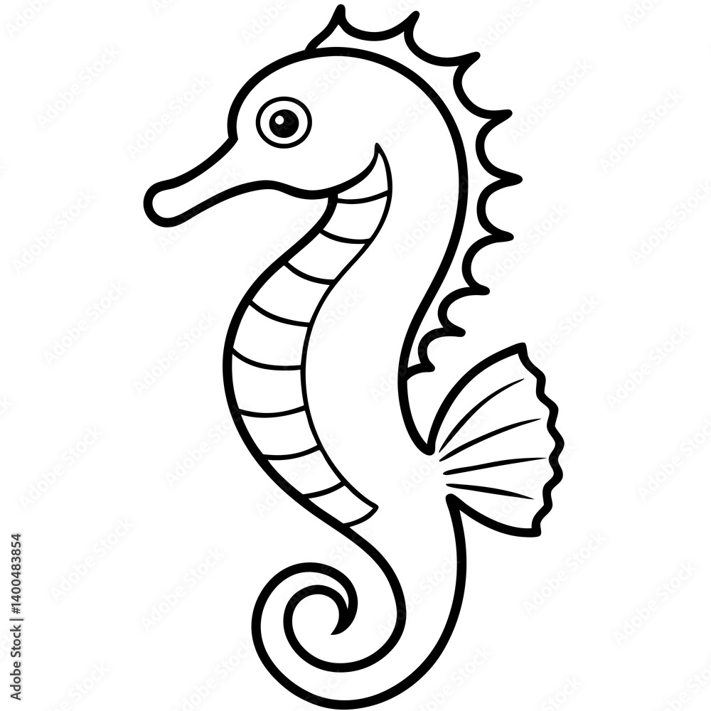 Naklejka premium Minimalist Seahorse Line Art Vector