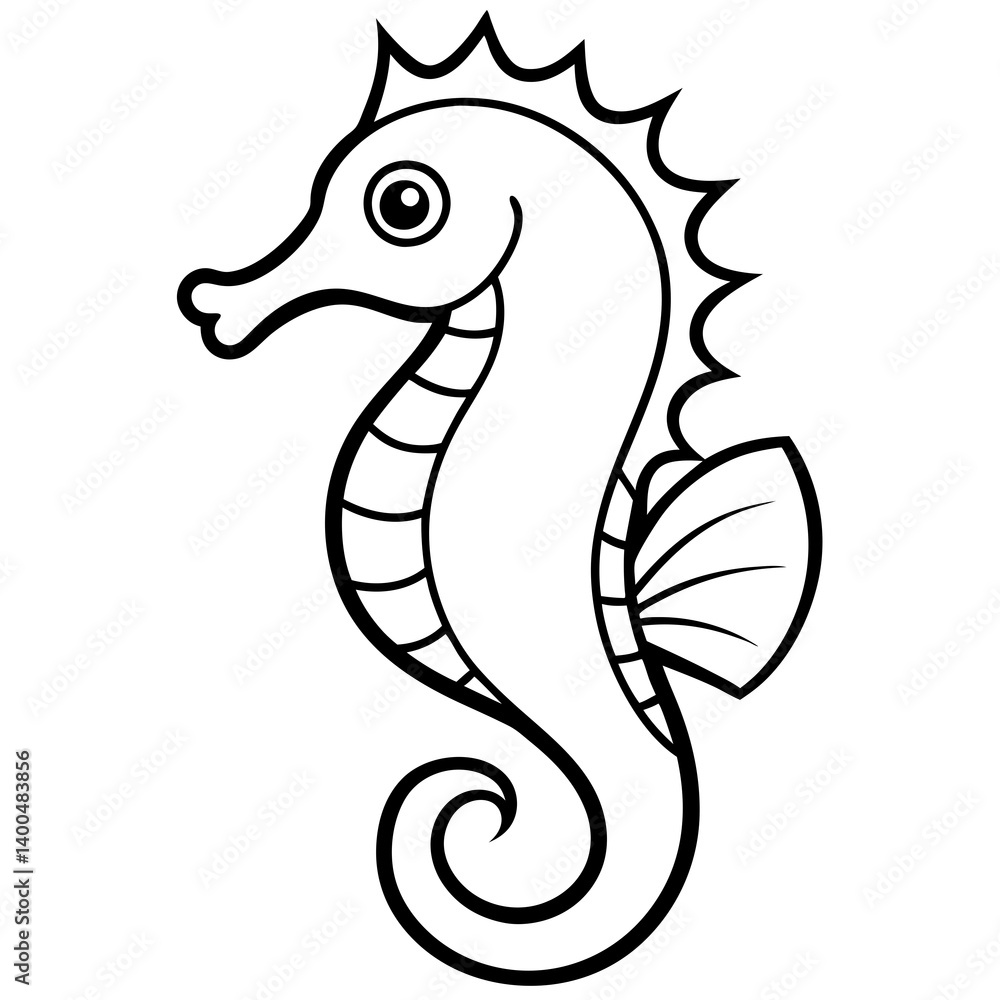 Fototapeta premium Minimalist Seahorse Line Art Vector
