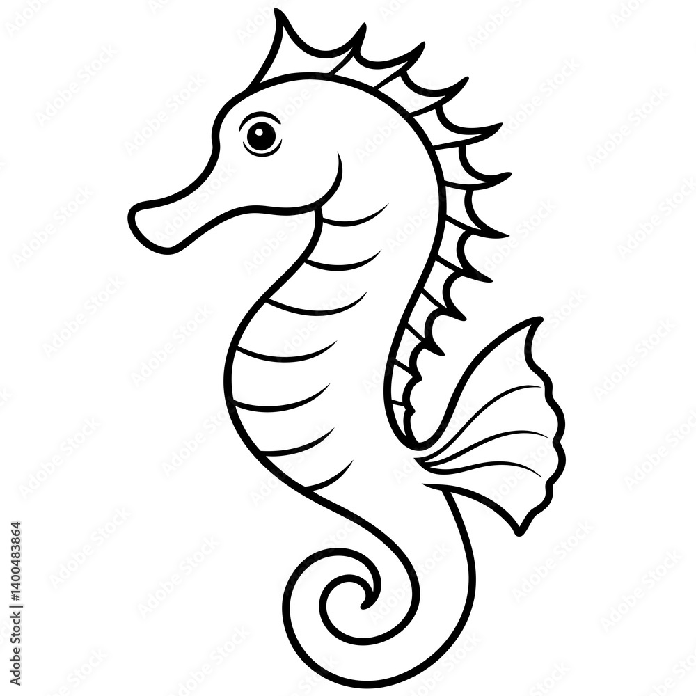 Fototapeta premium Minimalist Seahorse Line Art Vector