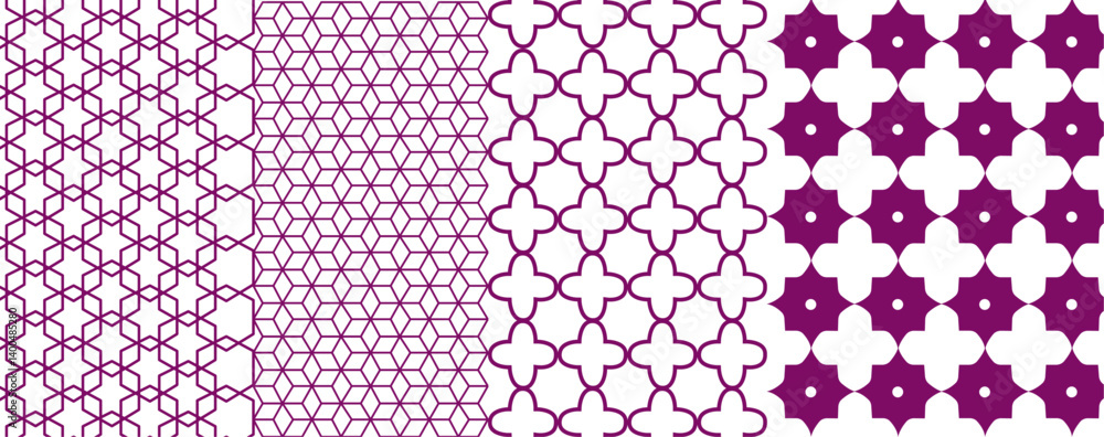 Pattern design collection featuring seamless geometric and abstract motifs. A versatile vector background set ideal for textiles, branding, packaging, digital content, and creative design projects.