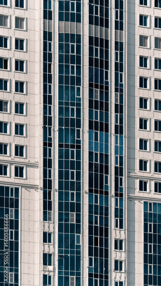 many windows and walls facade of a modern skyscraper without people many windows and walls facade of a modern skyscraper without people