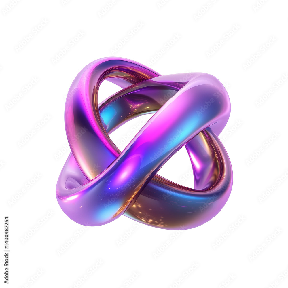 Colorful abstract twisted shape with smooth curves and shiny surface Colorful abstract twisted shape with smooth curves and shiny surface