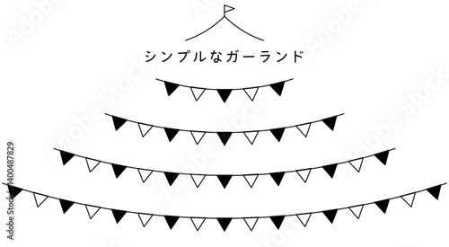 Garland-10　シンプルなガーランドのセット。イベントの広告やチラシに使えるあしらい。装飾セット。
