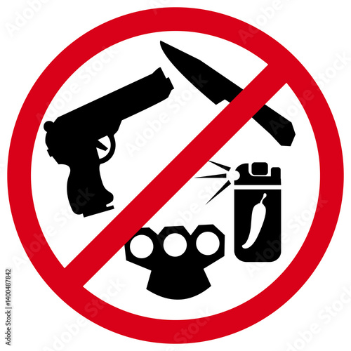 no gun allowed sign on white background. Please no weapon here.