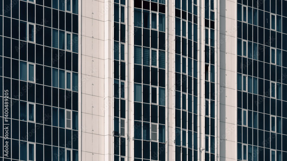 many windows and walls facade of a modern skyscraper without people many windows and walls facade of a modern skyscraper without people