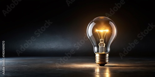 Glowing Light Bulb Elegance: Black Background Fashion Photography