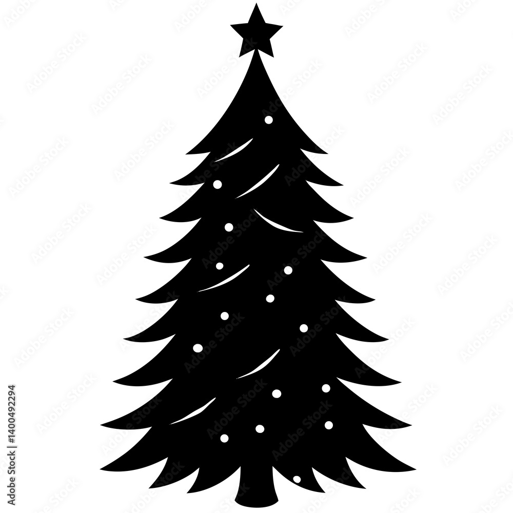 Obraz premium Christmas tree vector silhouette on white background