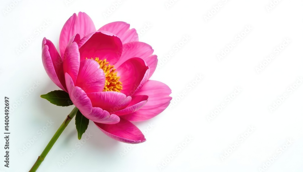 single peony in isolation on white background, pink, peonies single peony in isolation on white background, pink, peonies