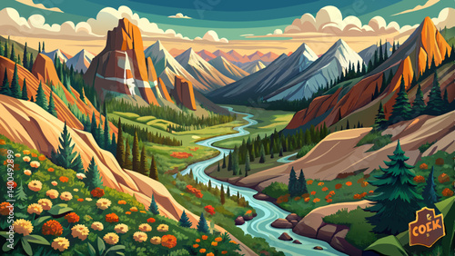 Aerial view of Colorado rocky mountains , Brush creek trail, wildflower meadows.