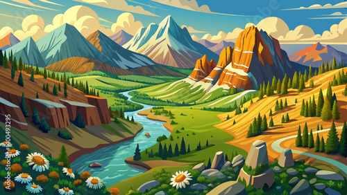Aerial view of Colorado rocky mountains , Brush creek trail, wildflower meadows.