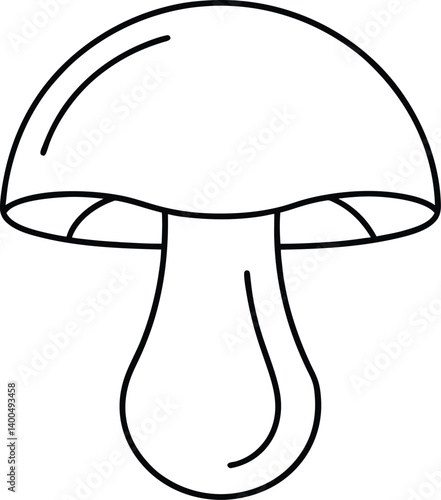 Boletus Outline Icon Line Art Drawing Vector | Mushroom, Nature & Fungi Sketch Art
