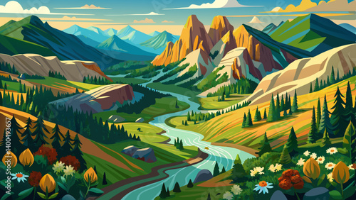 Aerial view of Colorado rocky mountains , Brush creek trail, wildflower meadows.