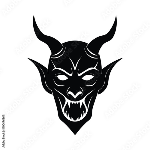 devil horned mask vector art silhouette