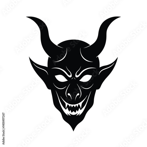 devil horned mask vector art silhouette