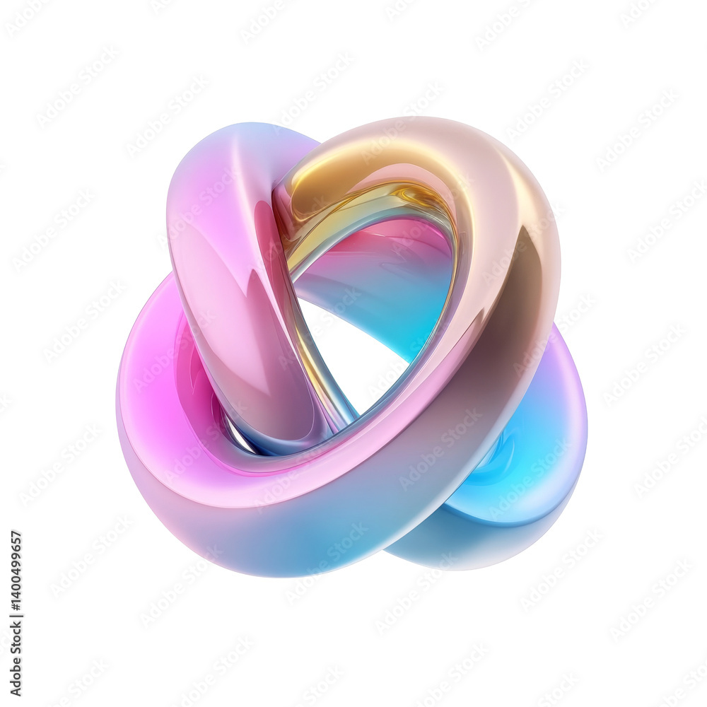 Colorful abstract sculpture with smooth curves intertwined in fluid loop design Colorful abstract sculpture with smooth curves intertwined in fluid loop design