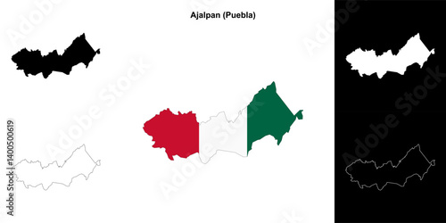 Ajalpan municipality (Puebla) outline map set