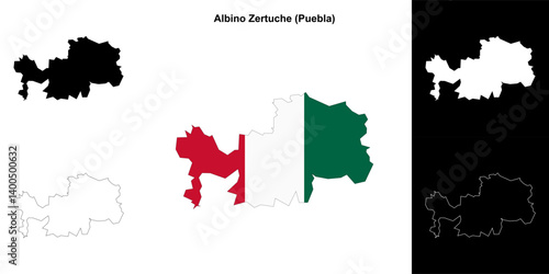 Albino Zertuche municipality (Puebla) outline map set