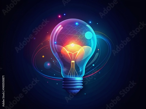 Futuristic Abstract Lightbulb Silhouette - Innovative Technology Background