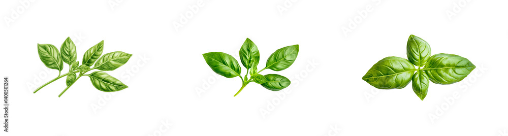 Fresh basil leaves arranged on a transparent background Fresh basil leaves arranged on a transparent background